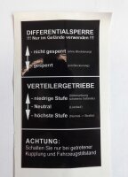 Aufkleber für Verteilergetriebe und die...